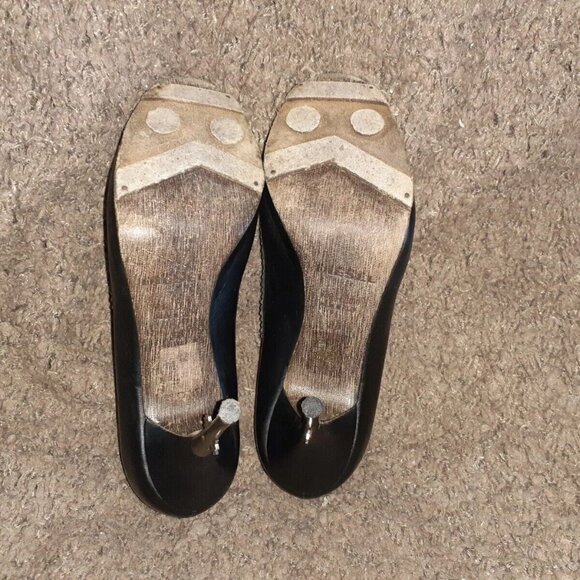 DIESEL BLACK LABEL-Black Leather Scallop Edge Pumps-Steel Spur Heel-Sz 38-EX - Picture 8 of 8
